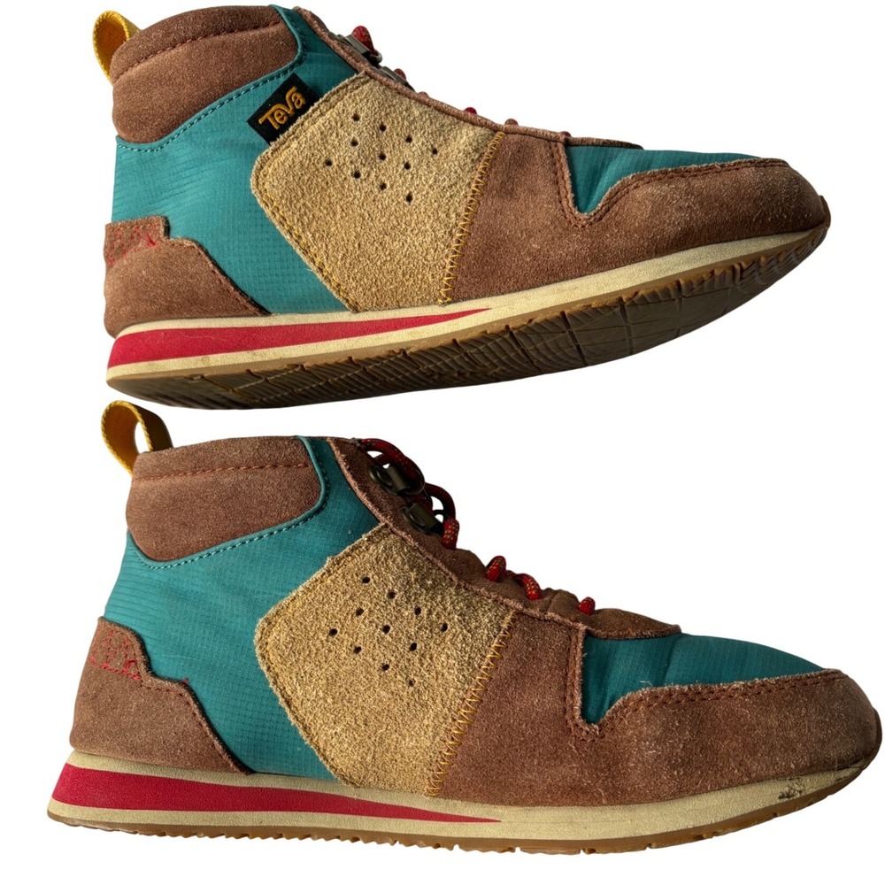 Teva Ember Commuter Mid Boots Womens 6.5 Brown Teal Suede Ripstop 1103242